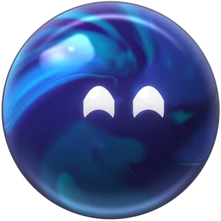 Granatowy orb z oczami zmrużonymi w uśmiechu
