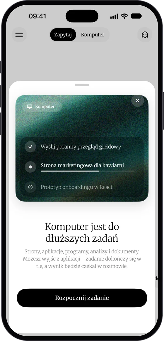 Arkusz Komputer jest do dłuższych zadań z przykładowymi zadaniami i przyciskiem Rozpocznij zadanie